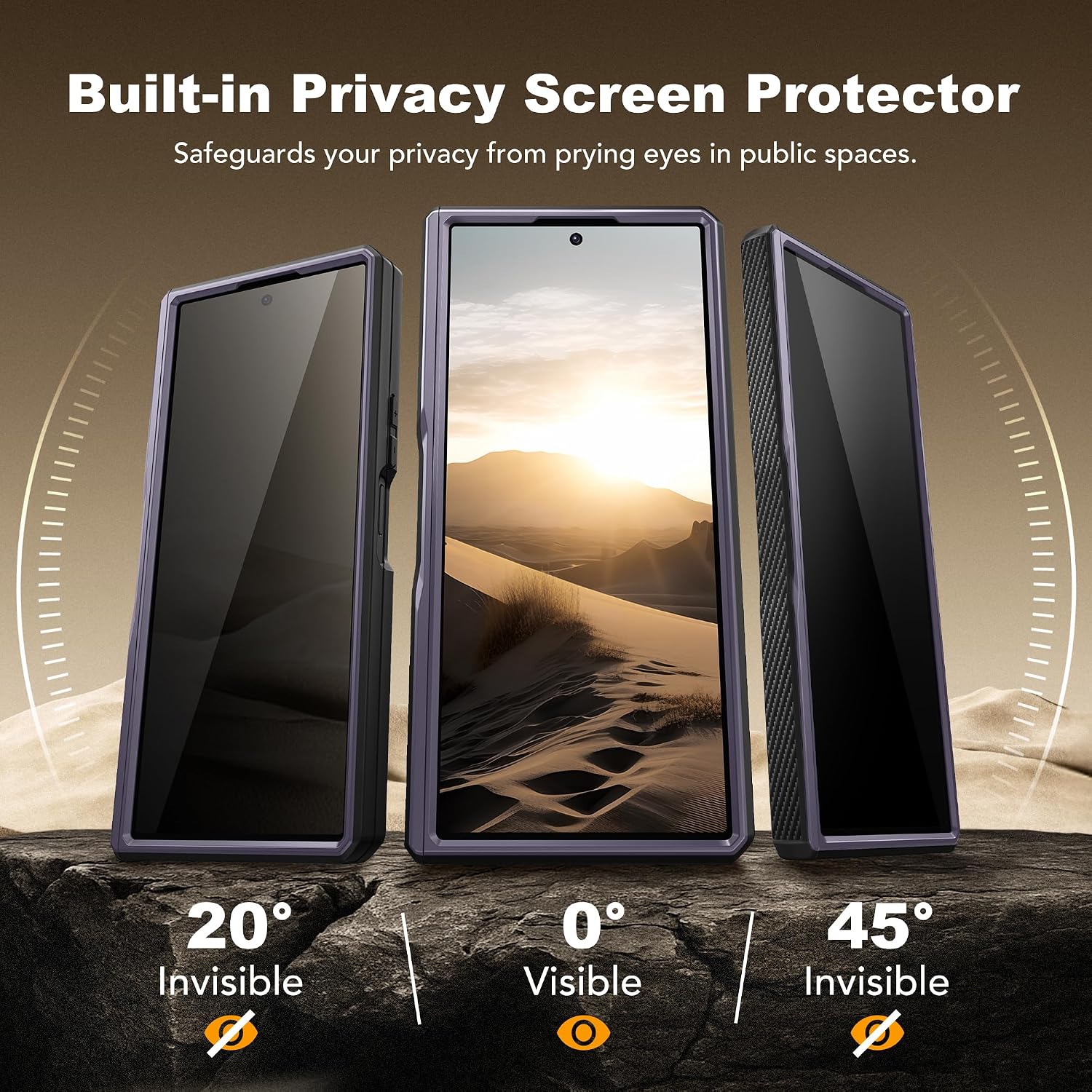 Galaxy Z Fold 8 Slide Camera Cover Case with Stand, Belt Clip & 2 Privacy Screen Protector