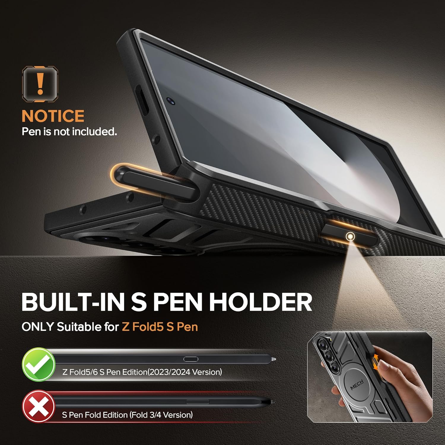 TONGATE Magnetic for Z Fold 6 Case with S Pen Holder & Stand
