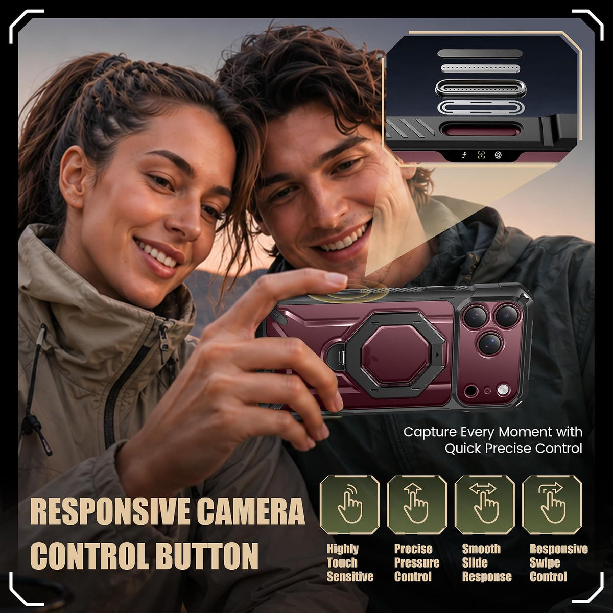 iPhone 18 Pro Max Case with 360° Spin Magnetic Stand