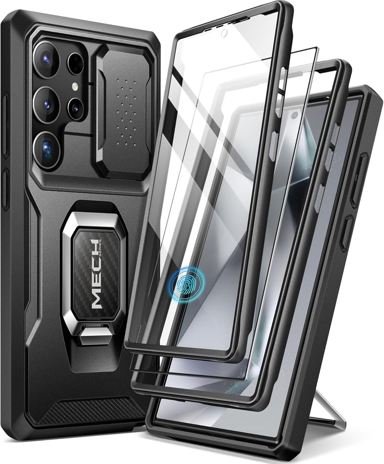 Samsung S24 Ultra Case Bulit-in Slide Camera Cover & Ring Kickstand