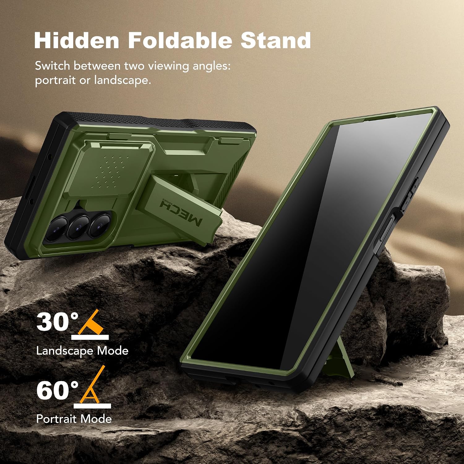 Galaxy Z Fold 7 Slide Camera Case with Stand, Belt Clip & Privacy Screen Protector