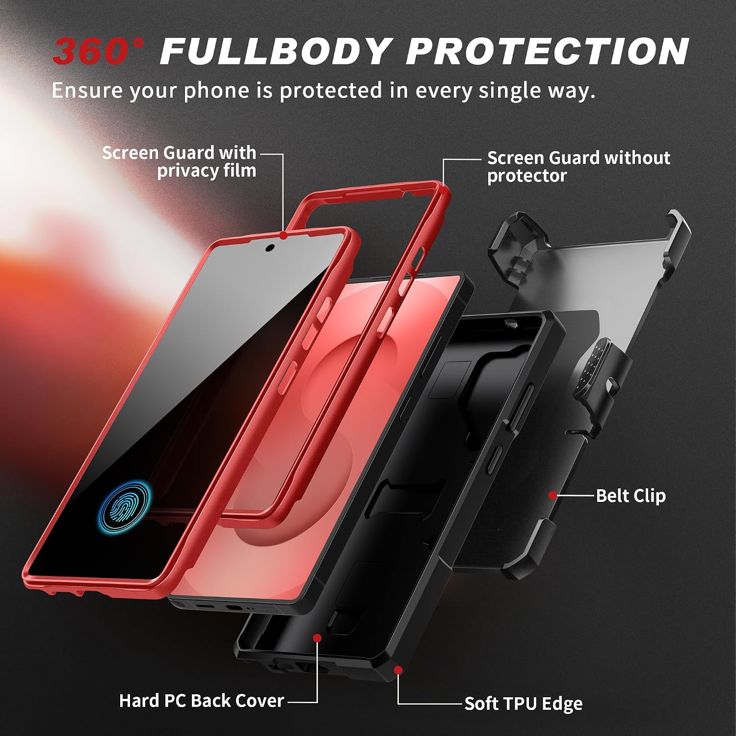 Galaxy S25 Ultra Magnetic Stand Case with Belt Clip & Privacy Screen Protector
