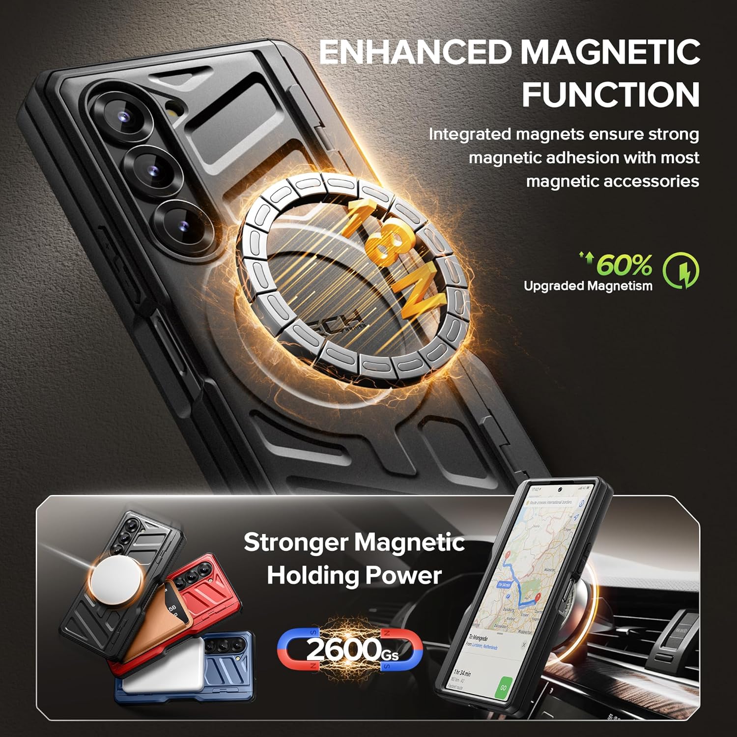 TONGATE Magnetic for Z Fold 6 Case with S Pen Holder & Stand