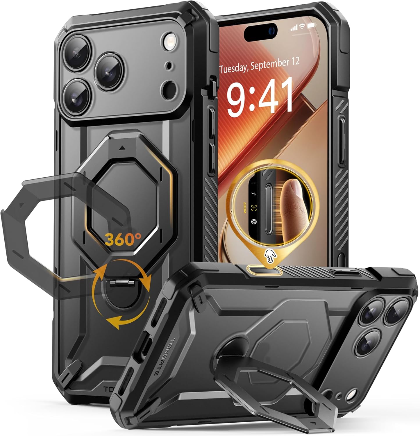 iPhone 17 Pro Max Case with 360° Spin Magnetic Stand