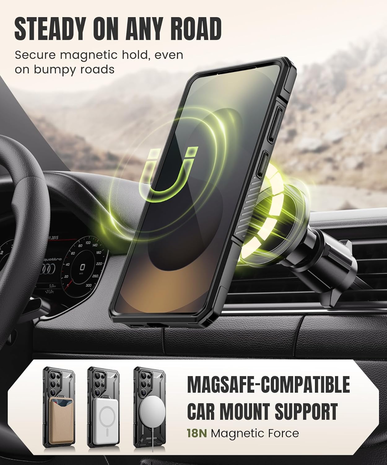 Samsung S26 Ultra Case with 360° Spin Magnetic Stand