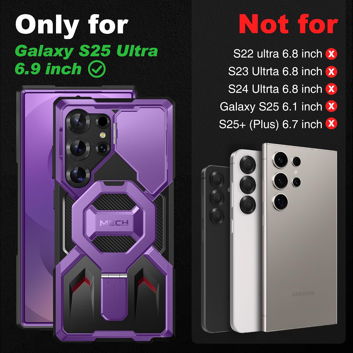Galaxy S25 Ultra Magnetic Stand Case with Belt Clip & Privacy Screen Protector