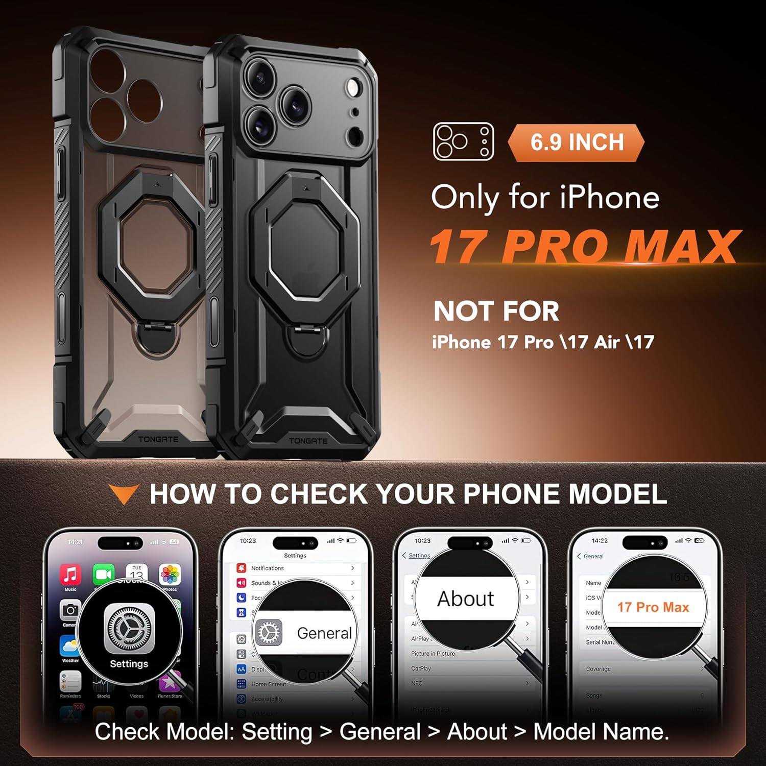 iPhone 17 Pro Max Case with 360° Spin Magnetic Stand