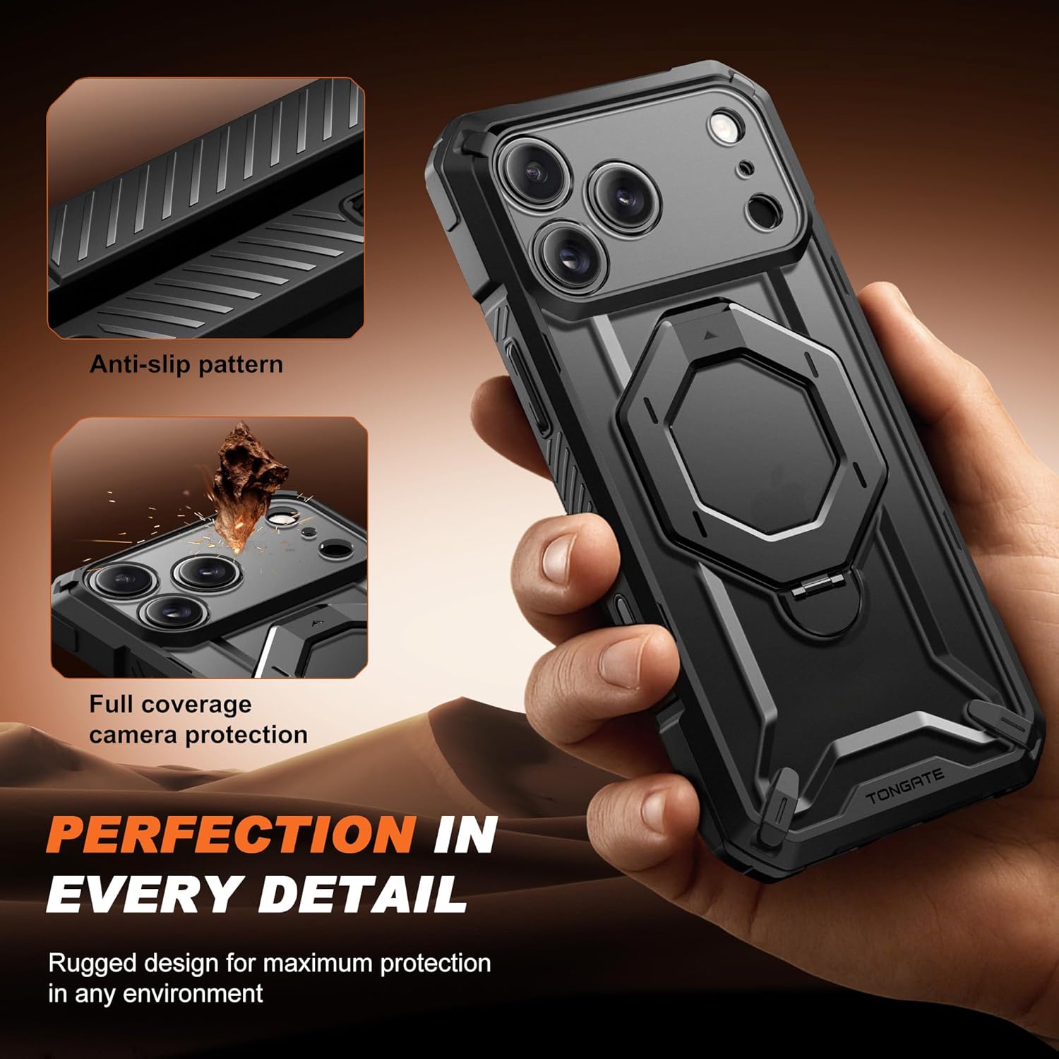 iPhone 17 Pro Max Case with 360° Spin Magnetic Stand