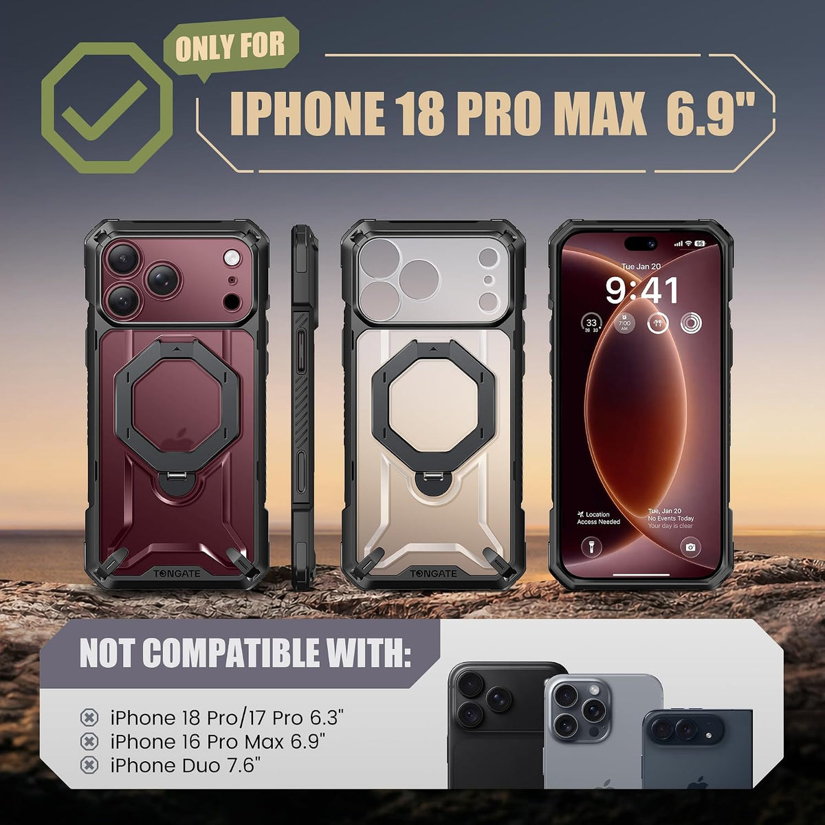 iPhone 18 Pro Max Case with 360° Spin Magnetic Stand