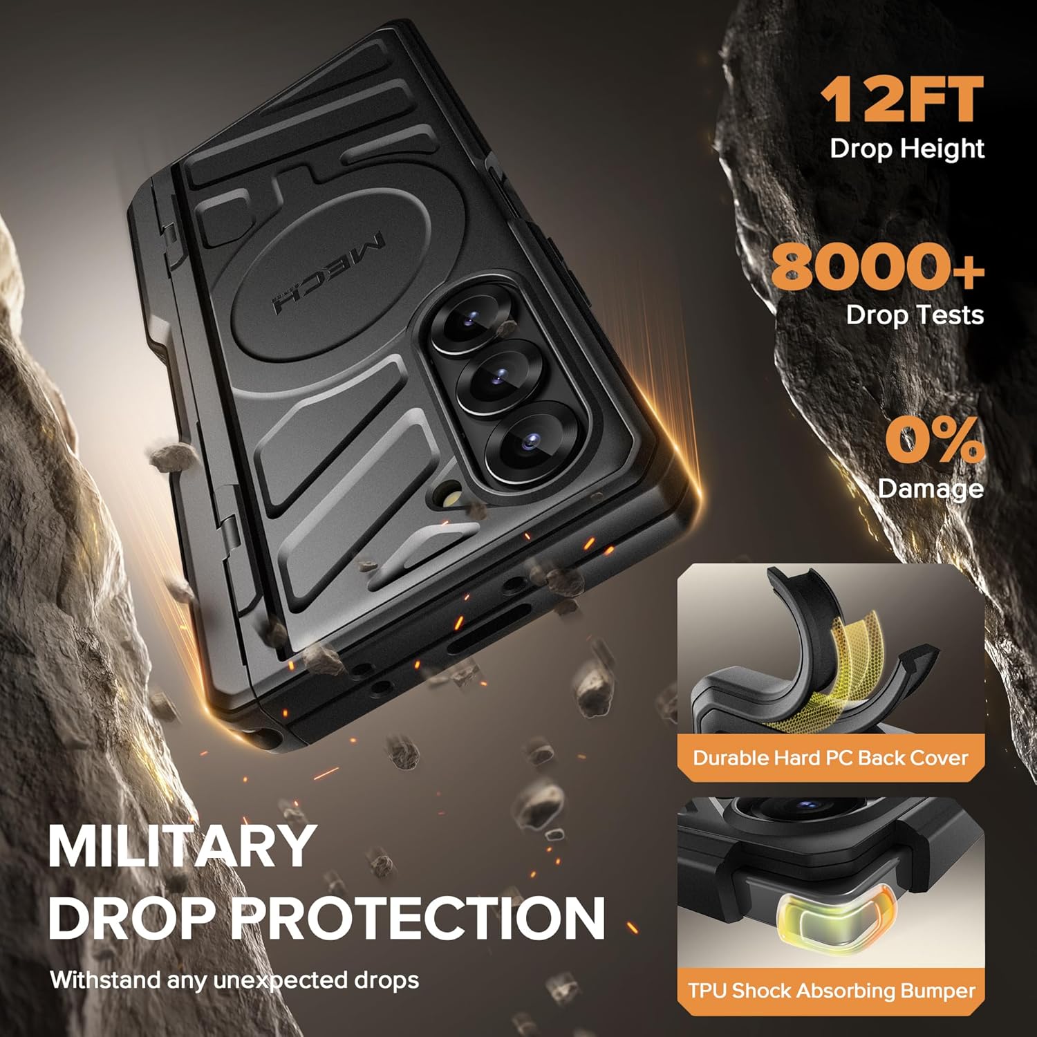 Z Fold 7 Magnetic Case with hidden kickstand and belt clip