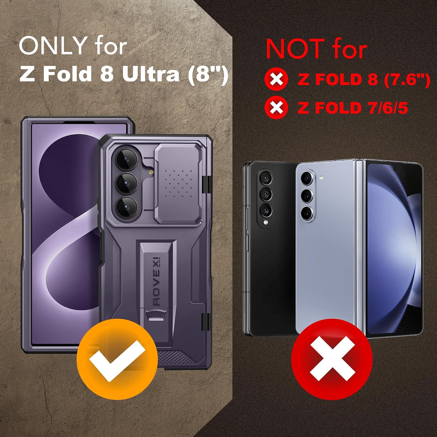Galaxy Z Fold 8 Slide Camera Cover Case with Stand, Belt Clip & 2 Privacy Screen Protector