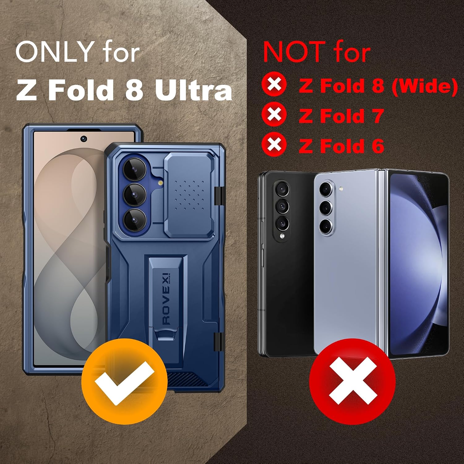 Galaxy Z Fold 8 Slide Camera Cover Case with Stand, Belt Clip & Privacy Screen Protector