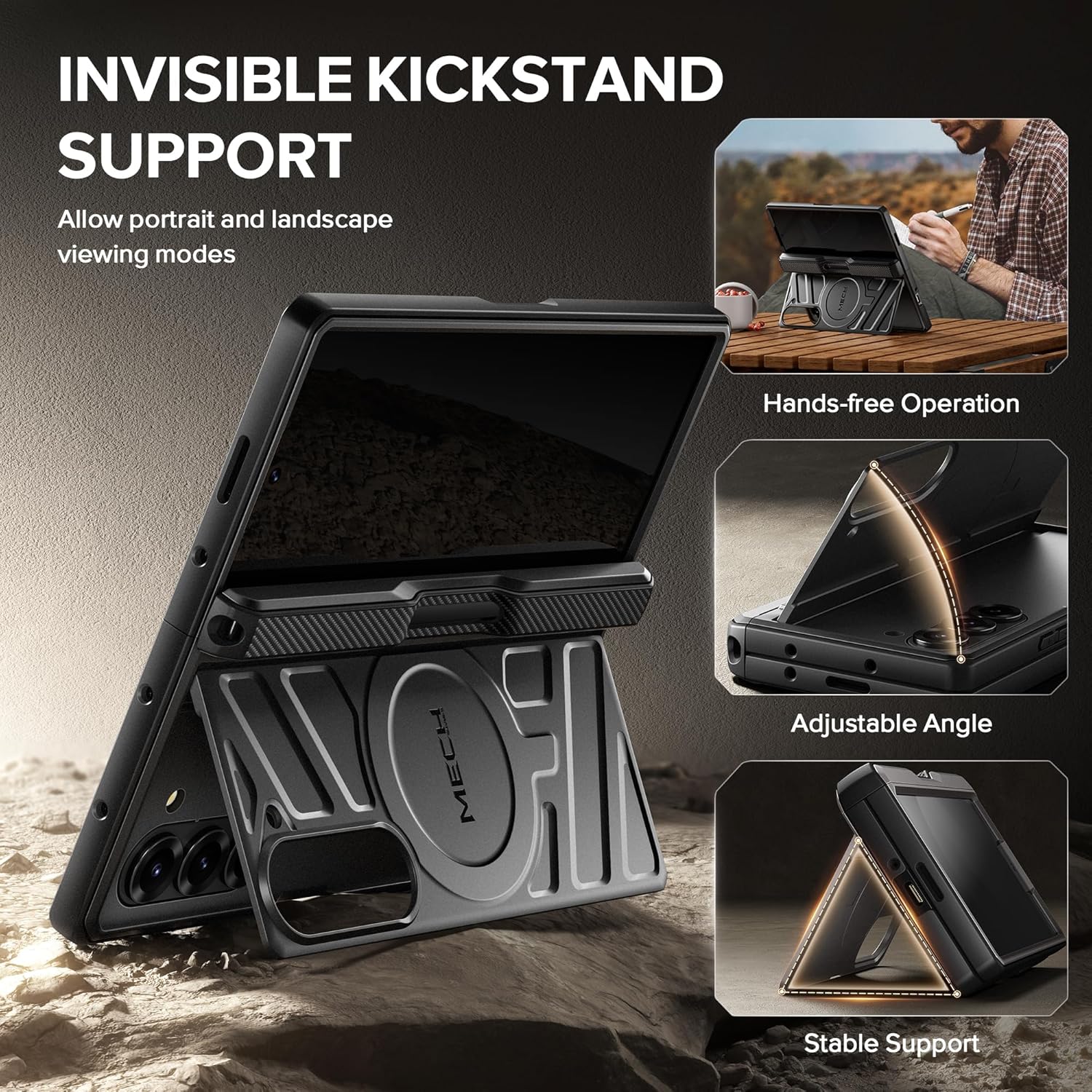 Z Fold 7 Magnetic Case with hidden kickstand and belt clip