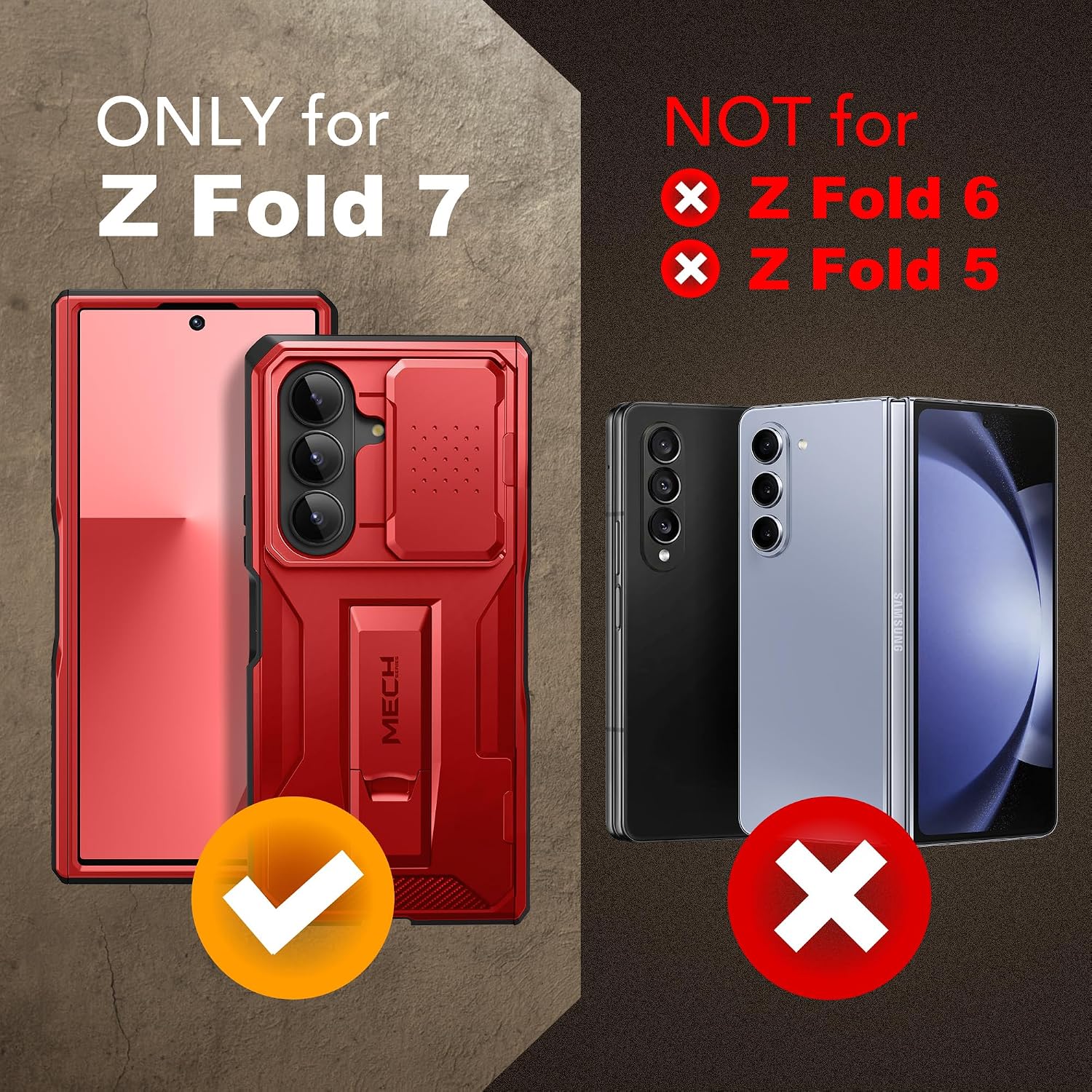 Galaxy Z Fold 7 Slide Camera Case with Stand, Belt Clip & Privacy Screen Protector