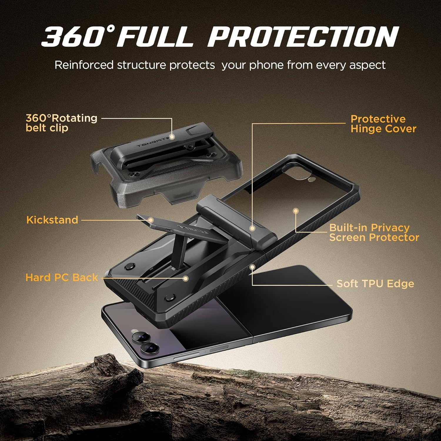 Z Flip 7 Case with Stand and Belt-Clip