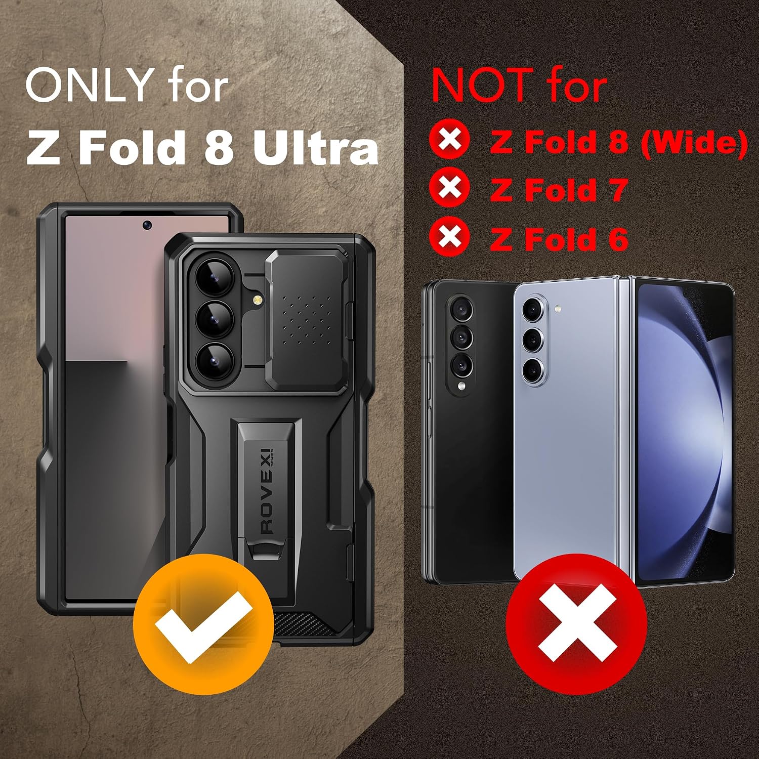 Galaxy Z Fold 8 Slide Camera Cover Case with Belt Clip, Stylus & Pen