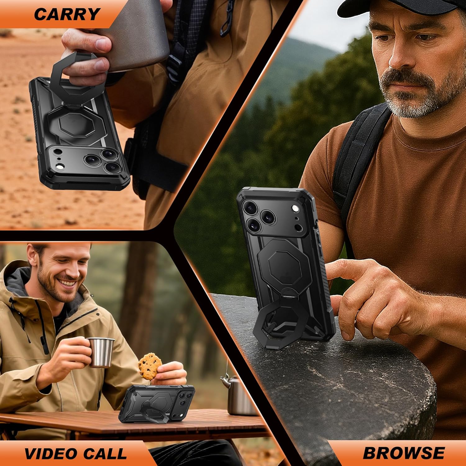 iPhone 17 Pro Max Case with 360° Spin Magnetic Stand